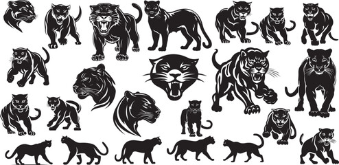 graphic, panther, predator, silhouette, animal, symbol, vector, mammal, mascot, wildlife, illustration, wild, black, angry, carnivore, emblem, leopard, logotype, power, paw, strong, tail, tattoo, cat © A B design