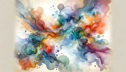 The watercolor abstract background has been created, featuring fluidity with a blend of vibrant colors. This design captures the organic and spontaneous feel of watercolor painting