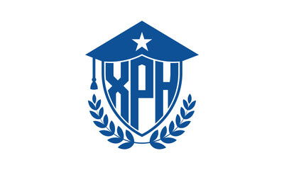 XPH three letter iconic academic logo design vector template. monogram, abstract, school, college, university, graduation cap symbol logo, shield, model, institute, educational, coaching canter, tech