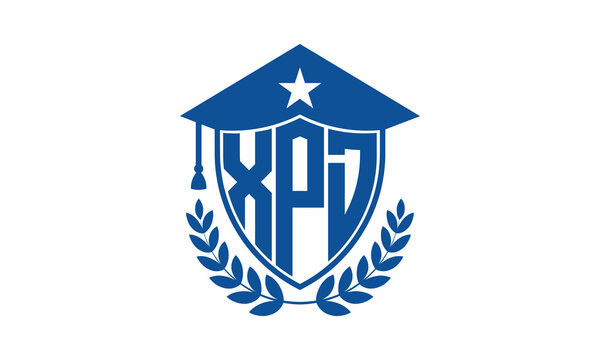 XPD three letter iconic academic logo design vector template. monogram, abstract, school, college, university, graduation cap symbol logo, shield, model, institute, educational, coaching canter, tech