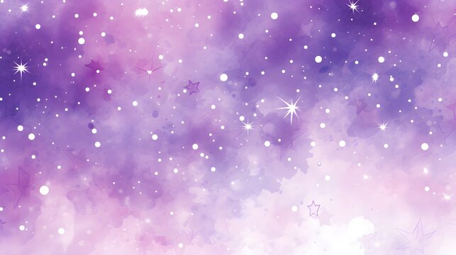 Starry Fantasy Watercolor Purple Hues Wallpaper Background