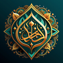 Golden Arabic Calligraphy ornamental  Luxury mandala background generated by Ai 