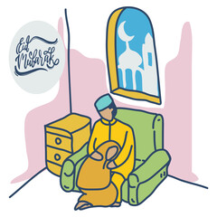 Flat ramadan illustration of sungkeman