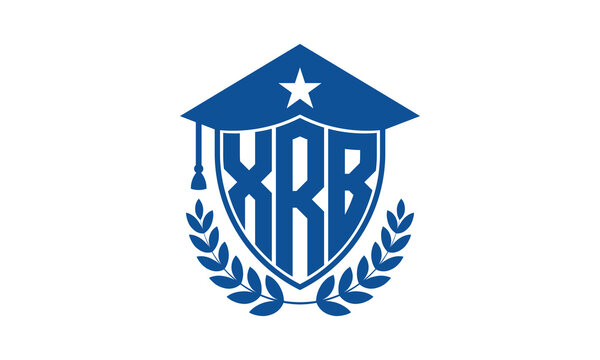 XRB three letter iconic academic logo design vector template. monogram, abstract, school, college, university, graduation cap symbol logo, shield, model, institute, educational, coaching canter, tech