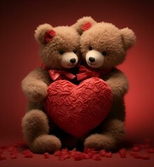 teddy bear with red heart.beautiful red heart and teddy dear.
