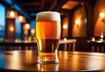 Beer. Glass. Table. Drink. Beverage. Refreshment. Pub. Brewery. Lager. Foam. Cheers. Alcohol. Ale. Cold. Refreshing. Bar. AI Generated.