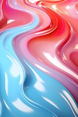 Atractiva Textura abstracta iridiscente de tela plastificada o fluido que forma olas en colores rosa y azul pastel. Ideal para usa como fondo