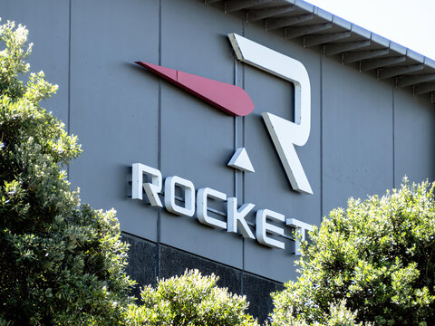 Rocket Lab building sign. Auckland, New Zealand - February 8, 2024