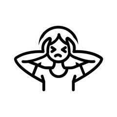 Vector black line icon for Psychological stress