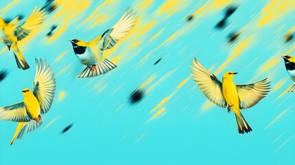 Flying Yellow Birds Background Wallpaper