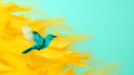 Fototapeta premium Blue Hummingbird in Flight Background Wallpaper