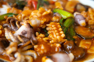 Close-up of  eight treasure dish, one of the Chinese foods sold in Korea