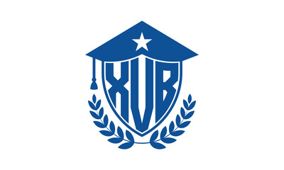 XVB three letter iconic academic logo design vector template. monogram, abstract, school, college, university, graduation cap symbol logo, shield, model, institute, educational, coaching canter, tech