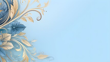 Abstract Gold and Baby Blue Floral Background Wallpaper