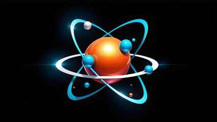 atom model icon isolated on a black background