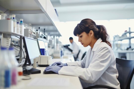 Scientist laboratory working female.