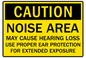 Fototapeta premium Hearing protection sign noise area may cause hearing loss. Use proper ear protection for extended exposure