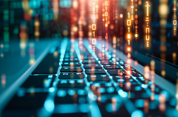 Obraz premium Modern Computer and Digital Network, Technology and Communication Concept, Cyber Security and Data Protection