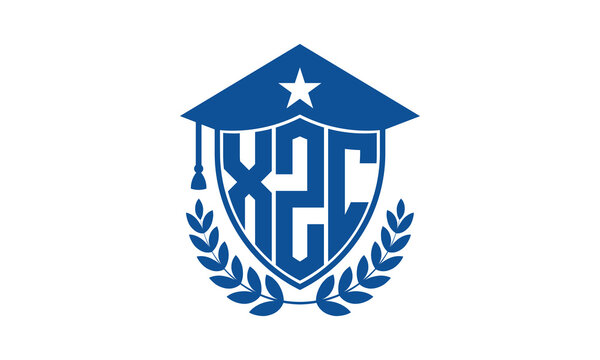 XZC three letter iconic academic logo design vector template. monogram, abstract, school, college, university, graduation cap symbol logo, shield, model, institute, educational, coaching canter, tech