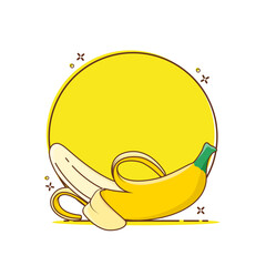 Banana fruit cartoon vector illustration. Peel yellow banana fruit on white background