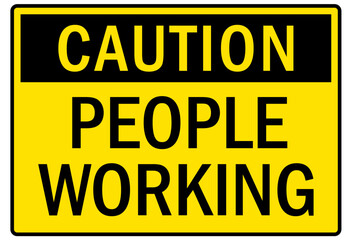 Men working above sign