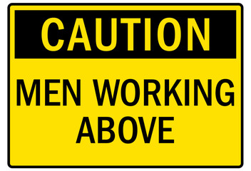 Men working above sign