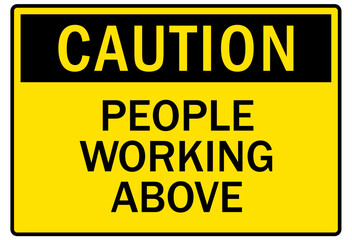 Men working above sign