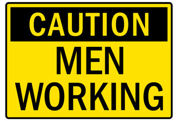 Men working above sign