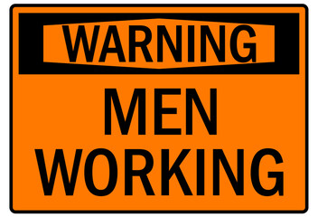 Men working above sign
