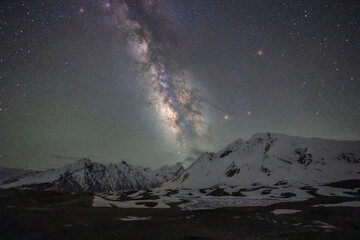 night view of gonbo rongjon mountain in zanskar valley in Ladakh region - obrazy, fototapety, plakaty