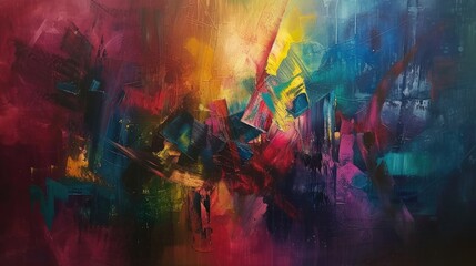 Abstract colorful oil painting on canvas - obrazy, fototapety, plakaty