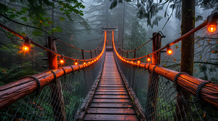 Naklejka premium Capilano suspension bridge park in vancouver Canada,ai generated