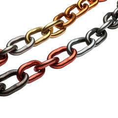 Fototapeta premium Macros of chain pendants isolated on transparent background