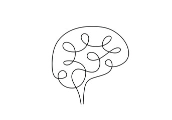 Brain continuous line drawing. Vector illustration human mind concept.