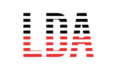LDA three initial letter iconic line negative space minimal logo design vector template. monogram, abstract, wordmark, business, typography, minimalist, brand, company, flat, modern, unique, simple