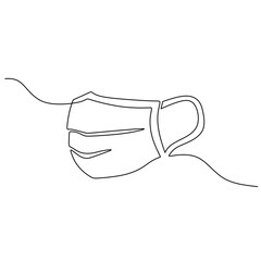 Obraz premium Line drawing of medical face mask. Continuous one line drawing.