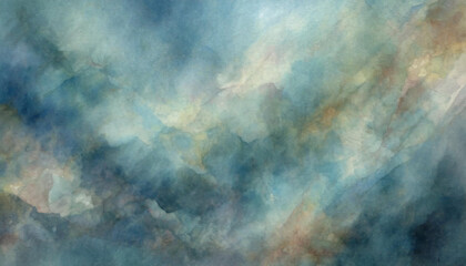 Blue and brown watercolor painting, grungy abstract background