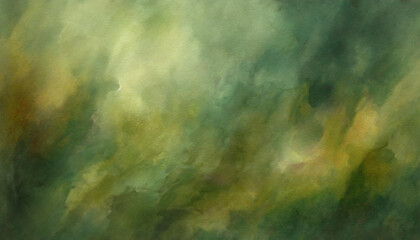 Green and yellow watercolor painting, grungy abstract background