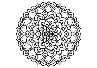 Decoration of black flowers, Mandala, vintage style, vector, Islamic, Arabian, India, Mocho, Spain, Turkey, Pakistan, China, mysterious, Ottoman style, face Picture book. Coloring