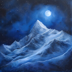 Naklejka na ściany i meble Night view of mountain with moon in sky