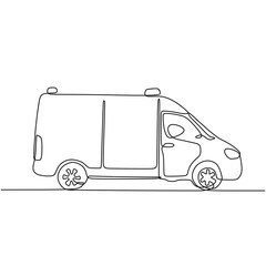 Continuous line drawing. Hand-Drawn Vector Illustration of Fast Ambulance Services for Patient Care and Safety. Emergency response.