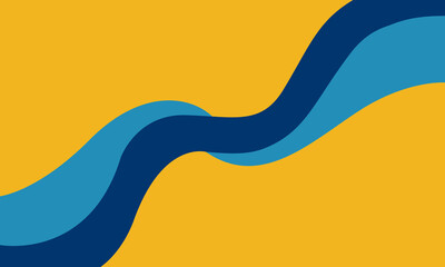 Abstract background with flowing navy blue and yellow waves on a soft yellow canvas - Vector