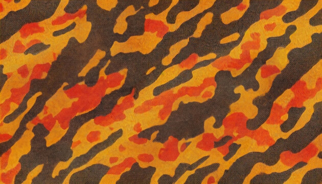 Brown and orange camouflage pattern on fabric
