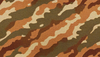 Fototapeta premium Brown and green camouflage pattern on fabric