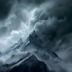 Dark clouds on the mountains