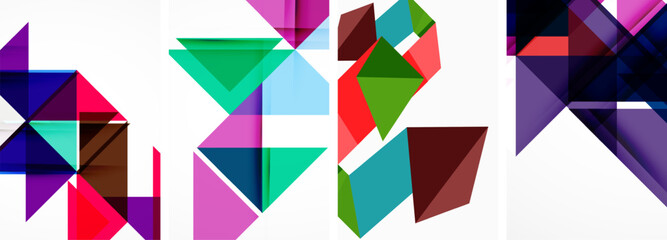 Triangle poster geometric background set