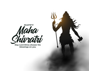 elegant happy maha shivratri wishes card with lord shiva silhouette