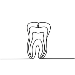Continuous Line Dental Health. Creative Vector Symbol for Dentistry and Oral Care
