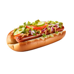 Made veggie hotdog isolated on transparent background