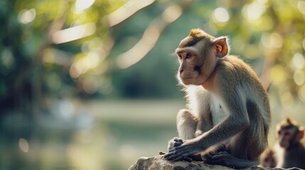 Beautiful monkey spending time in nature.